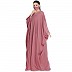 Nida Satin kaftan abaya with lacework- Puce Pink Nida Satin kaftan abaya with lacework- Puce Pink